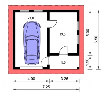 Mirror image | Floor plan of ground floor - GARÁŽ C